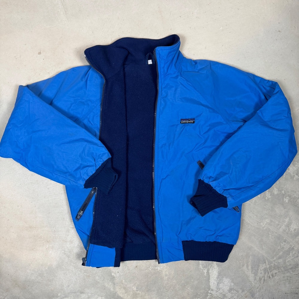 Patagonia Shelled Synchilla Jacket Mens Medium Blue Fleece Lined Bomber Nylon